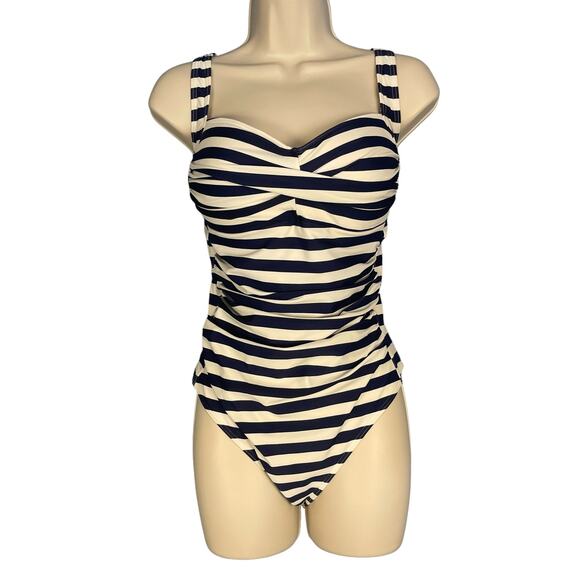 Bond Eye Australia One Piece Maillot Swimsuit US 10 D/DD White Navy Striped - Picture 2 of 10